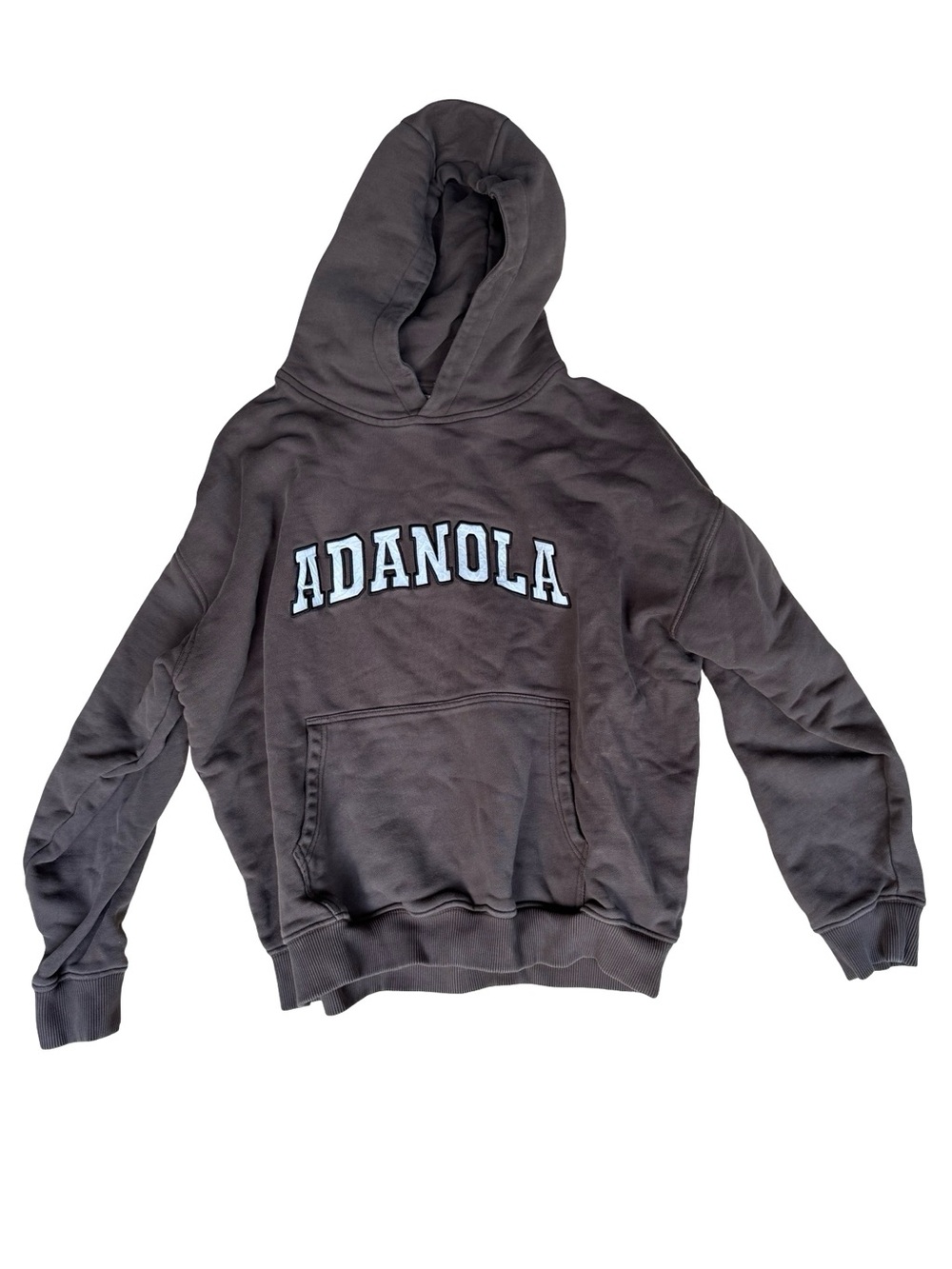 Adanola Brown Hoodie with White Logo Size Small